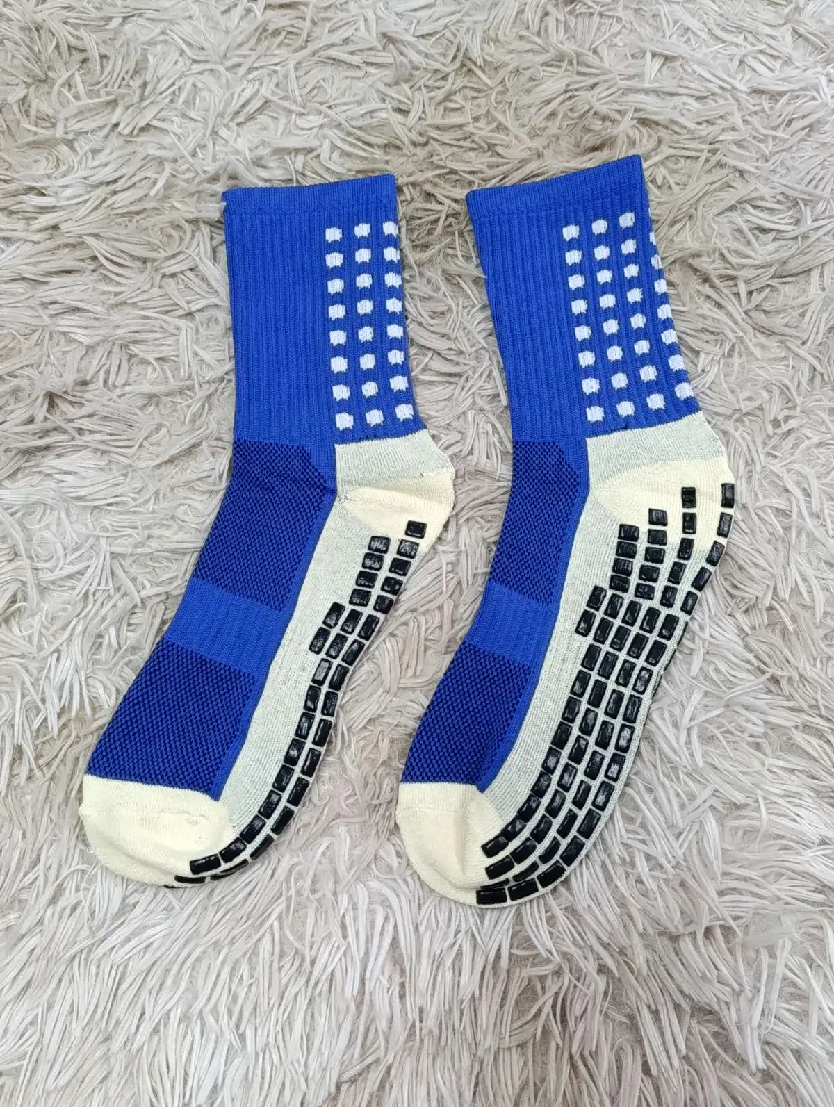 Meia Antiaderente. Cor: Azul/Branco 01