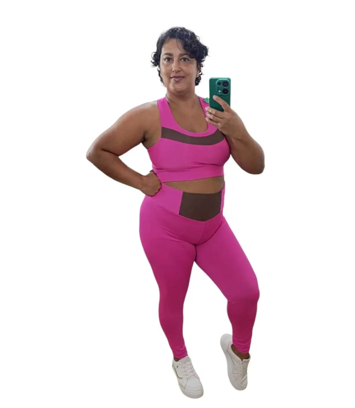Conjunto de Legging GG G2 forrado Zero transferência cor ROSA com marrom