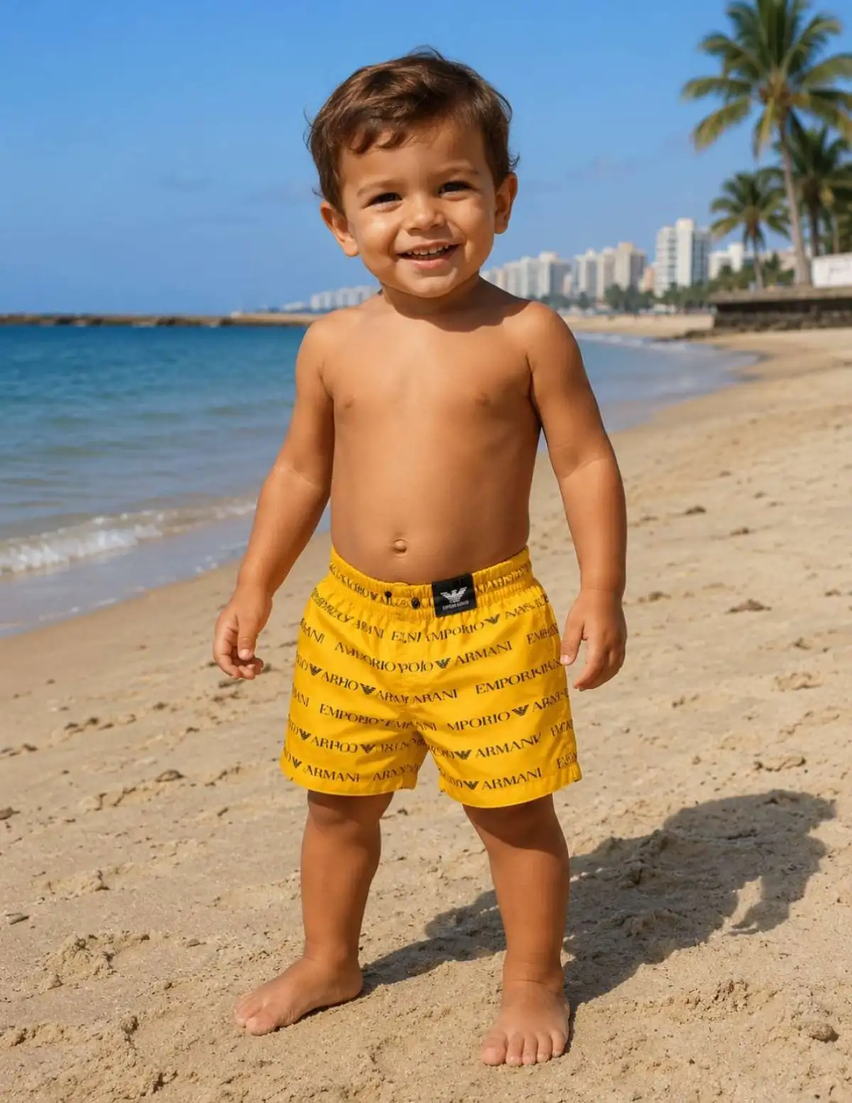 Infantil Bermuda 02 anos. Em Tactel. Cor AMARELO. EMPORIO