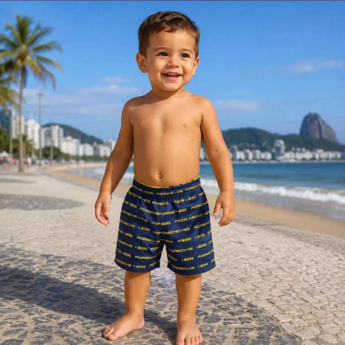 Infantil Bermuda 02 anos. Em Tactel. Cor MARINHO. Boss