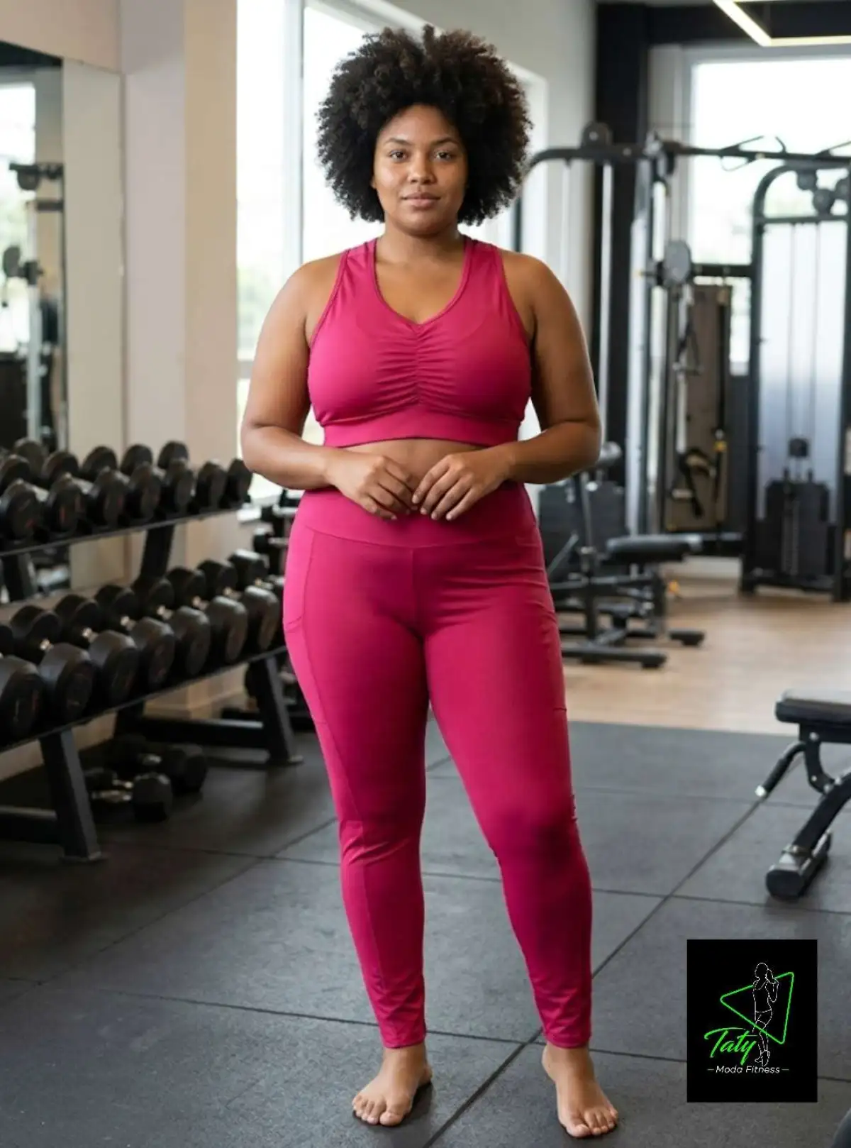 Conjunto de legging GG G2 Cor ROSA. Sem bojo. Calça forrada e com bolsos