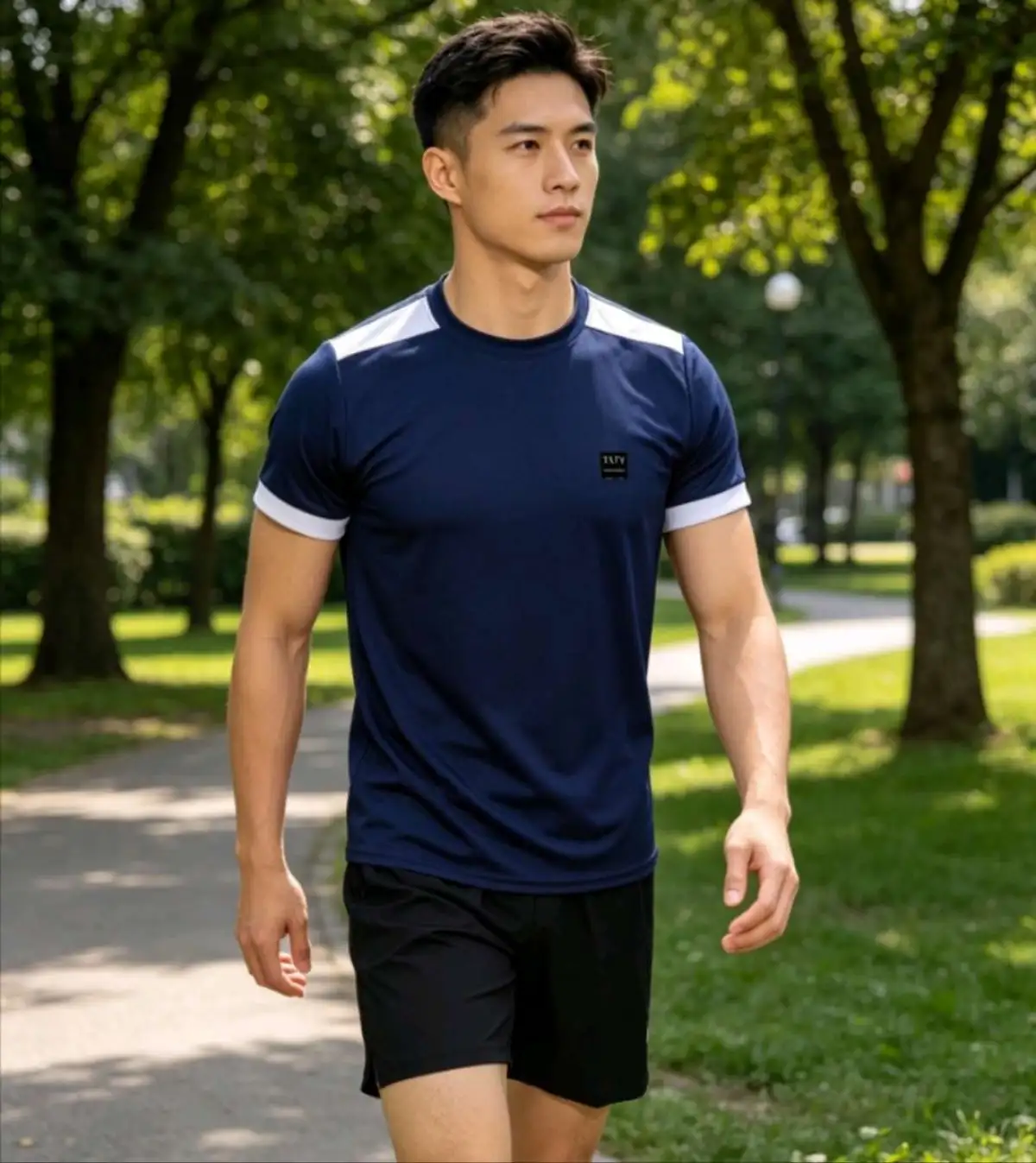 Camisa M Dryfit DRY SPORT MARINHO com detalhes branco