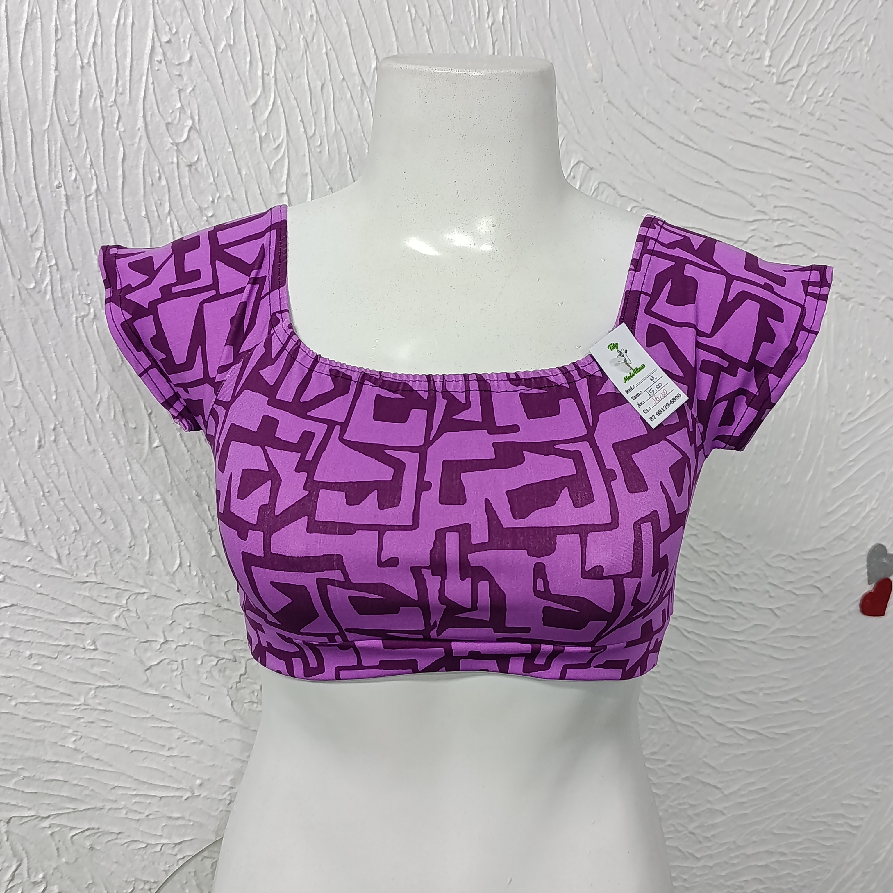 Cropped M estampa Lilás