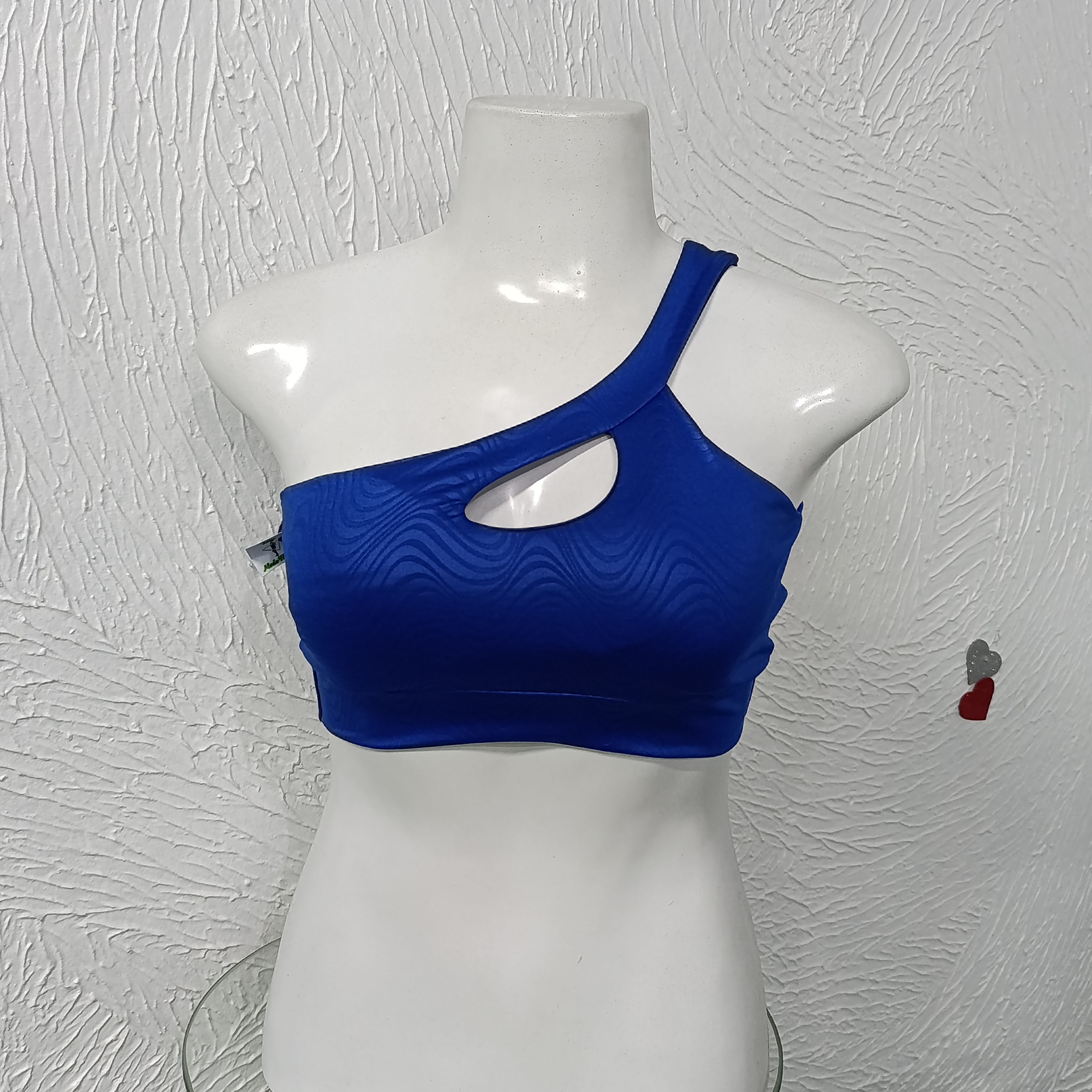 Top M com bojo. Textura. Cor Azul Royal