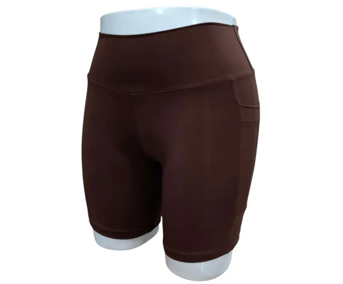 Short GG. Poliamida. Com BOLSOS. Cor: Marrom/Chocolate