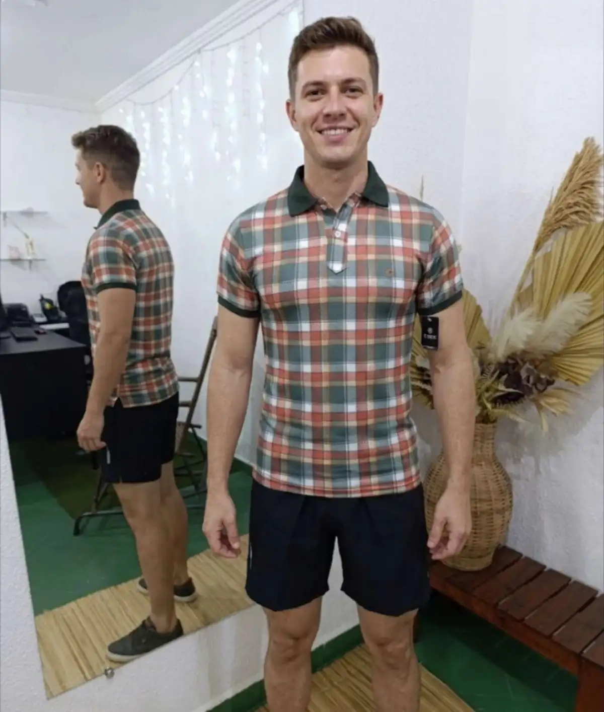 Camisa P POLO xadrez vermelho