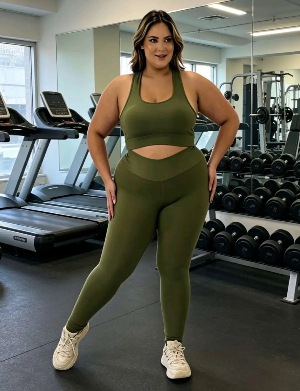 Conjunto de Legging GG zero transferência. Cores: Verde Militar.
