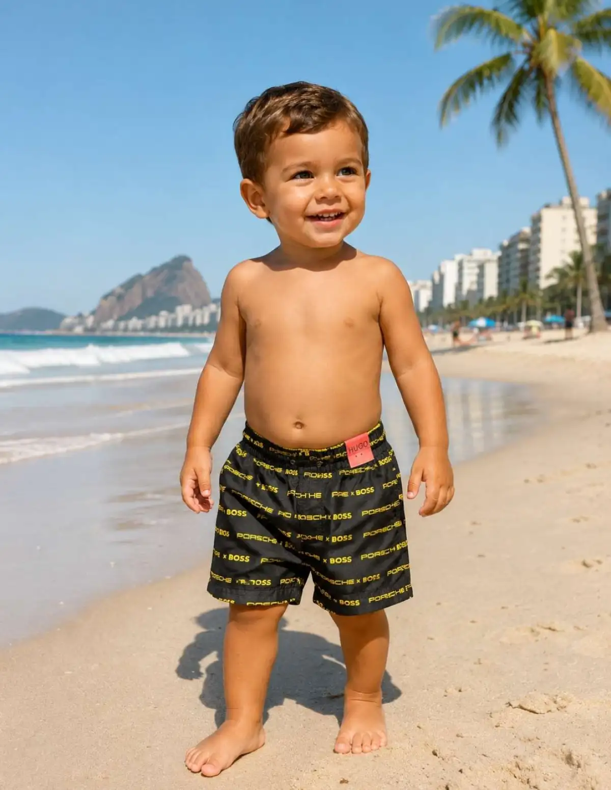Infantil Bermuda 02 anos. Em Tactel. Cor PRETA. BOSS