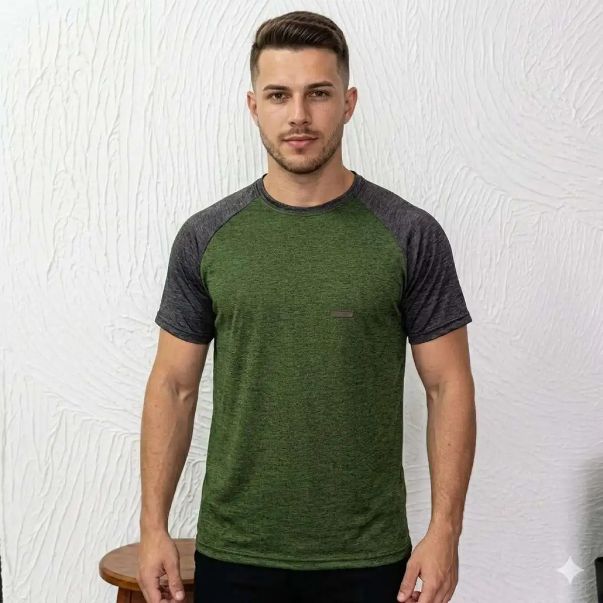 Camisa G. Dryfit. Verde com manga grafite
