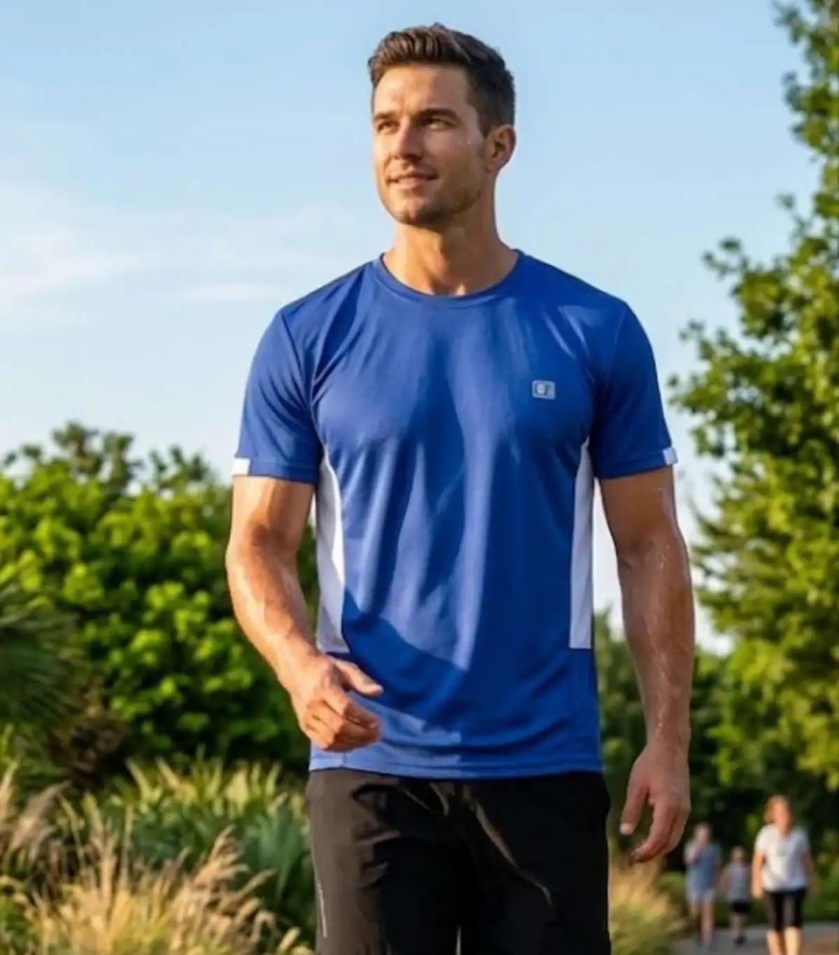Camisa M Dryfit Azul Royal com Branco
