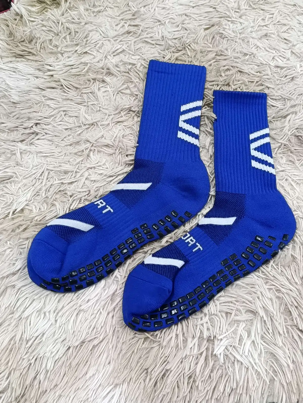 Meia Antiaderente. Cor: Azul/Branco 02